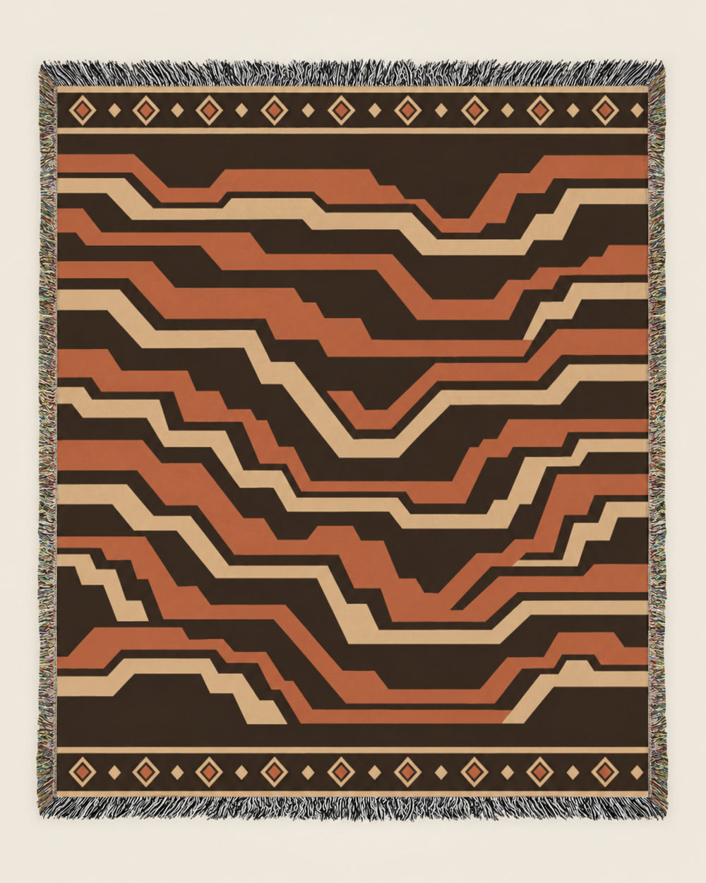 Canyon Strata woven blanket mockup, design available in both sizes