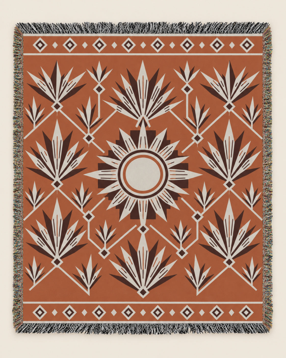 Desert Yucca Sun woven blanket mockup, design available in both sizes