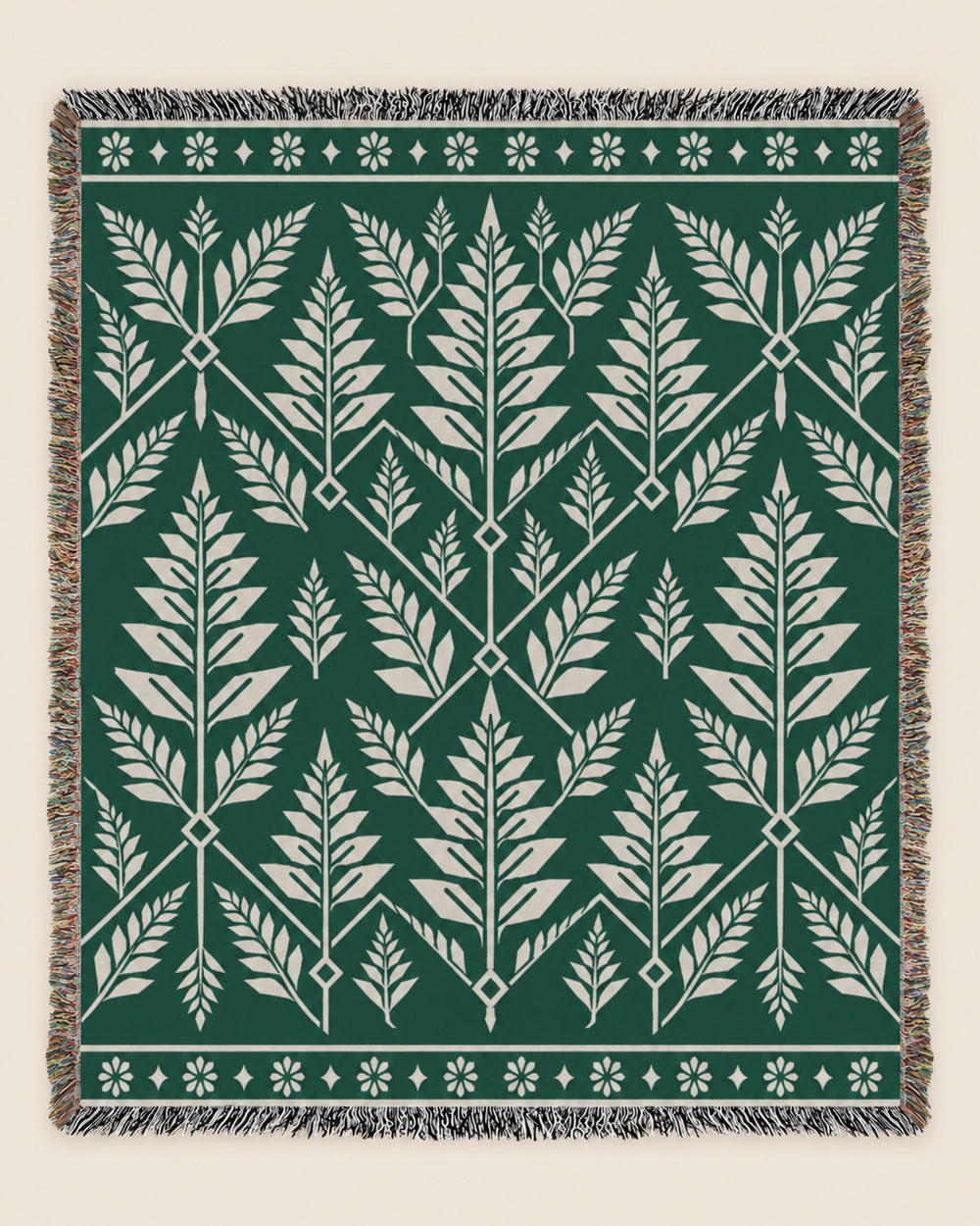 Pacific Fern woven blanket mockup, design available in both sizes