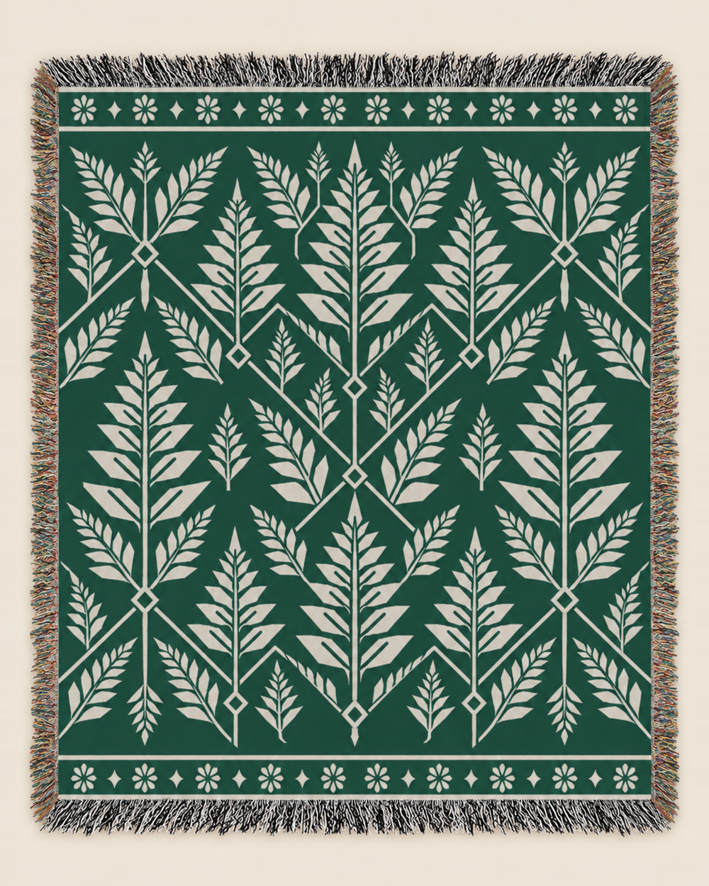 Pacific Fern woven blanket mockup, design available in both sizes