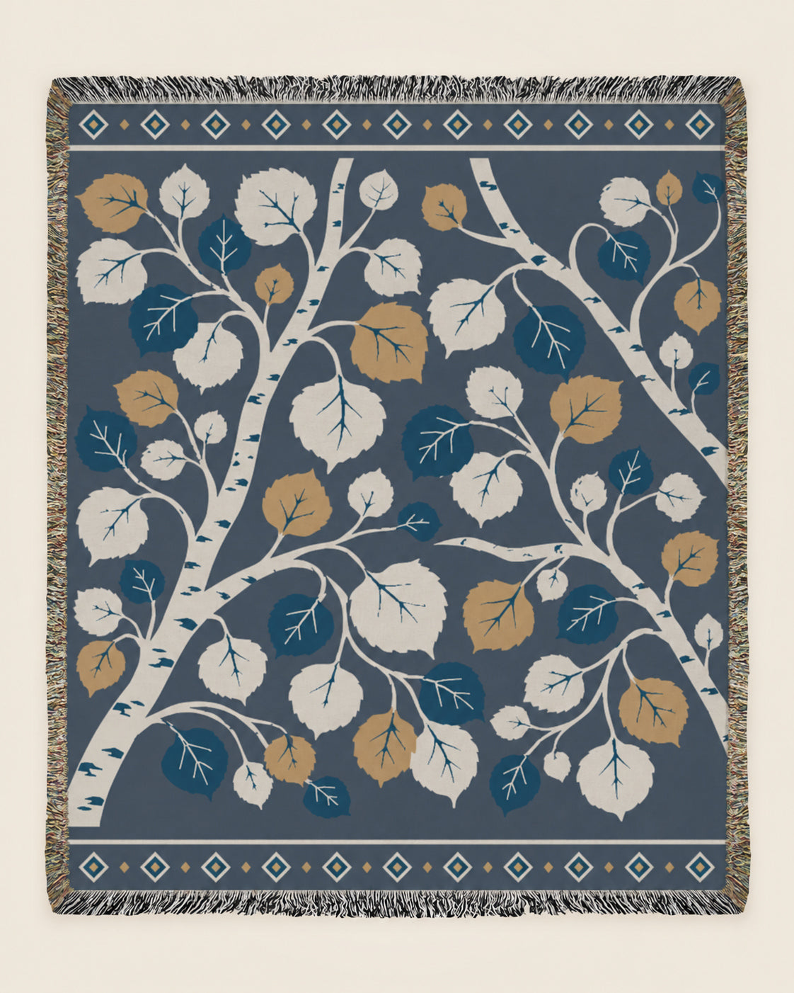 Quaking Aspen woven blanket mockup, design available in both sizes